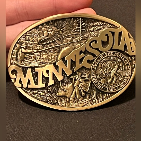 First Edition - State of Minnesota - Solid Brass Belt Buckle - 80’s Vintage - Picture 4 of 8